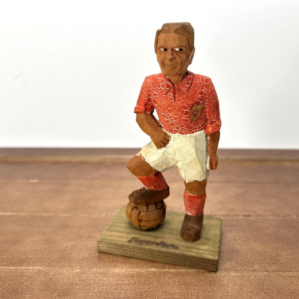 Vintage Hand Carved Wood Degerfors IF Sweden‎ Soccer 5.5" Figurine Sculpture